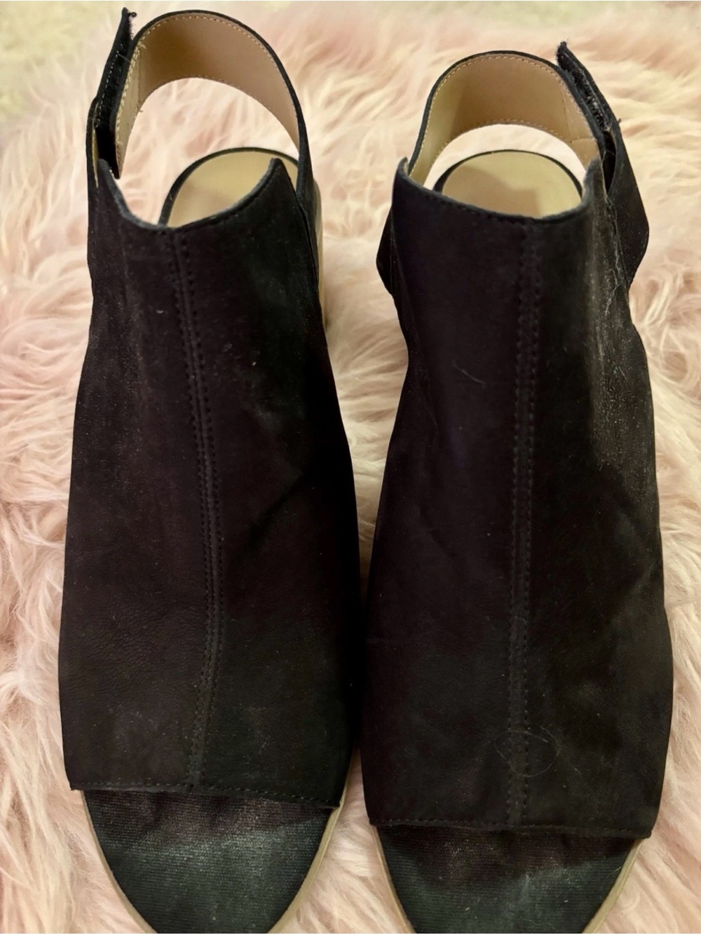 Franco Sarto Black Suede Open-Toe Slingback Sandals